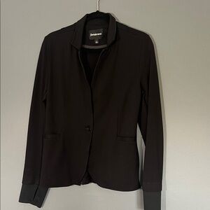 Betabrand Black Knit Single-Button Blazer